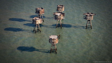 Shivering Sands Fort ,  Maunsell Sea Fort from the air