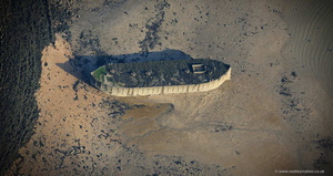 abandoned WWII concrete fuel barge from the air