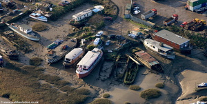 houseboats on the River Medway at  Rochester  from the air
