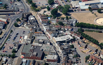 High Street  Sheerness Kent  UK  from the air 