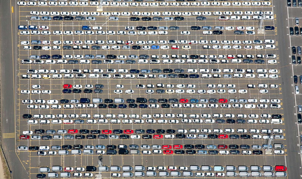 imported cars Sheerness  UK  from the air 