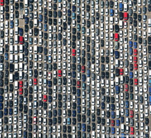 imported cars  on the quayside Sheerness  UK  from the air 
