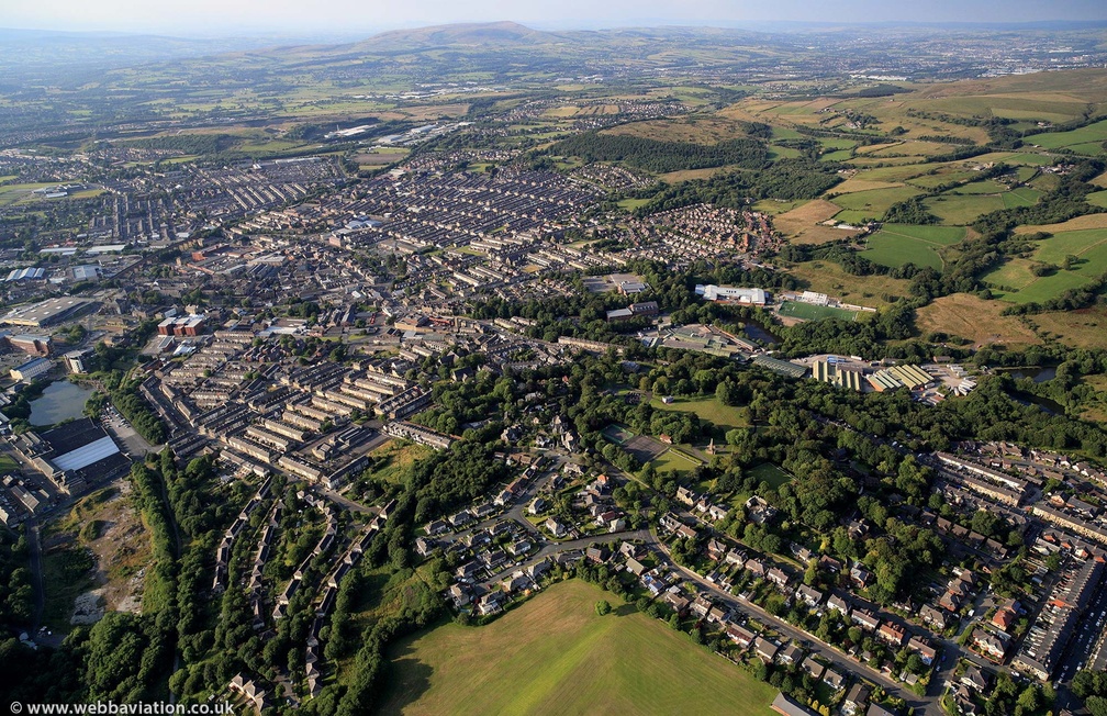 Oak Hill Park Accrington Lancashire from the air 