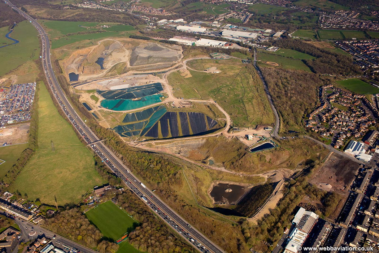 Whinney Hill Quarry Landfill refuse site  Accrington aerial photograph