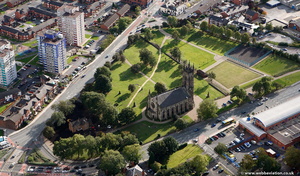 St Peter's Church, Ashton-under-Lyne from the air