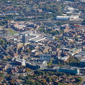 Blackburn town centre from the north looking south  from the air