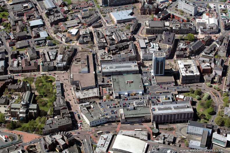 Blackburn town centre from the air  