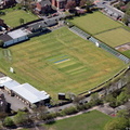 East Lancashire Cricket Club Ground at Alexandra Meadows, Blackburn from the air  