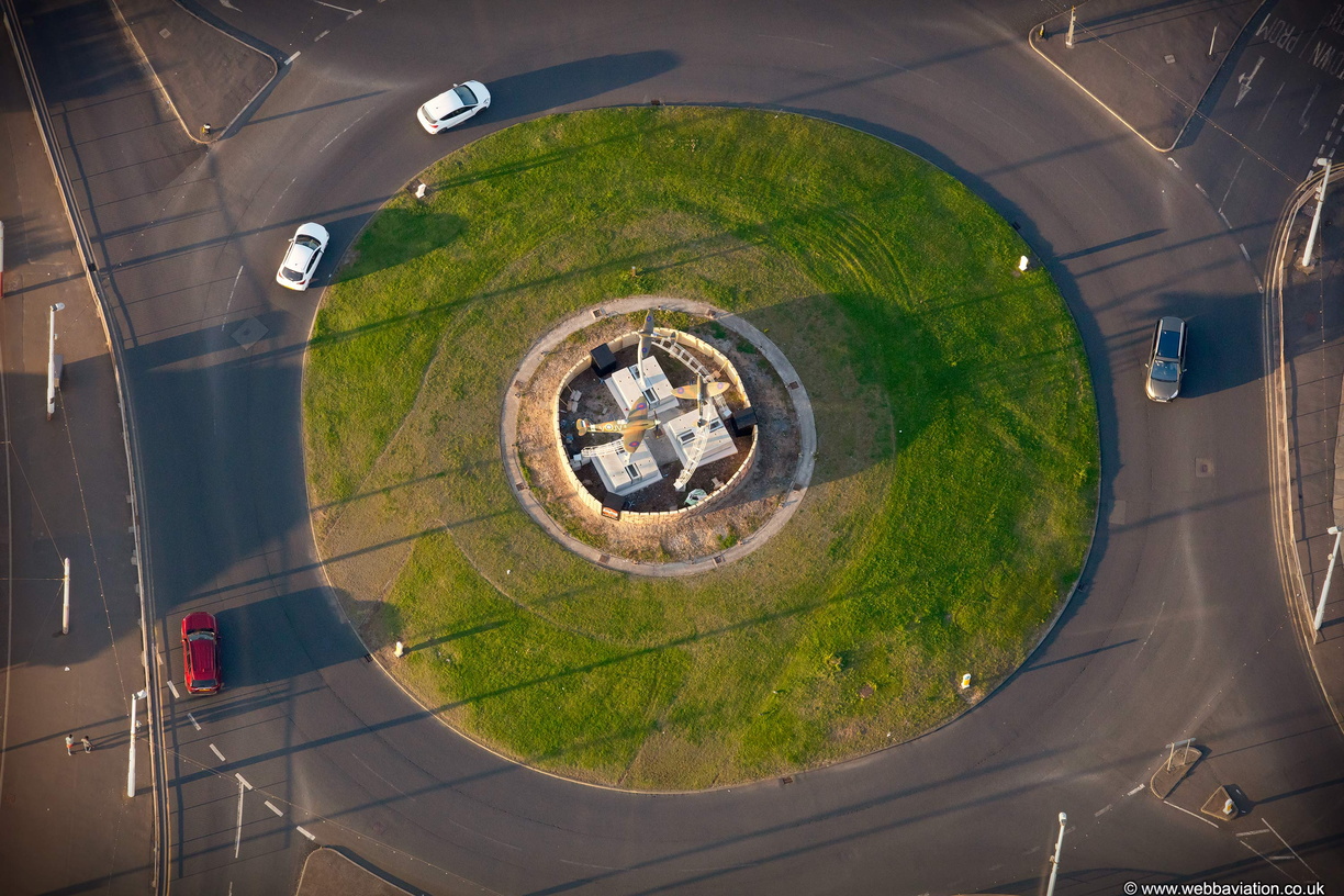 Airfix Spitfire roundabout Blackpool aerial photograph
