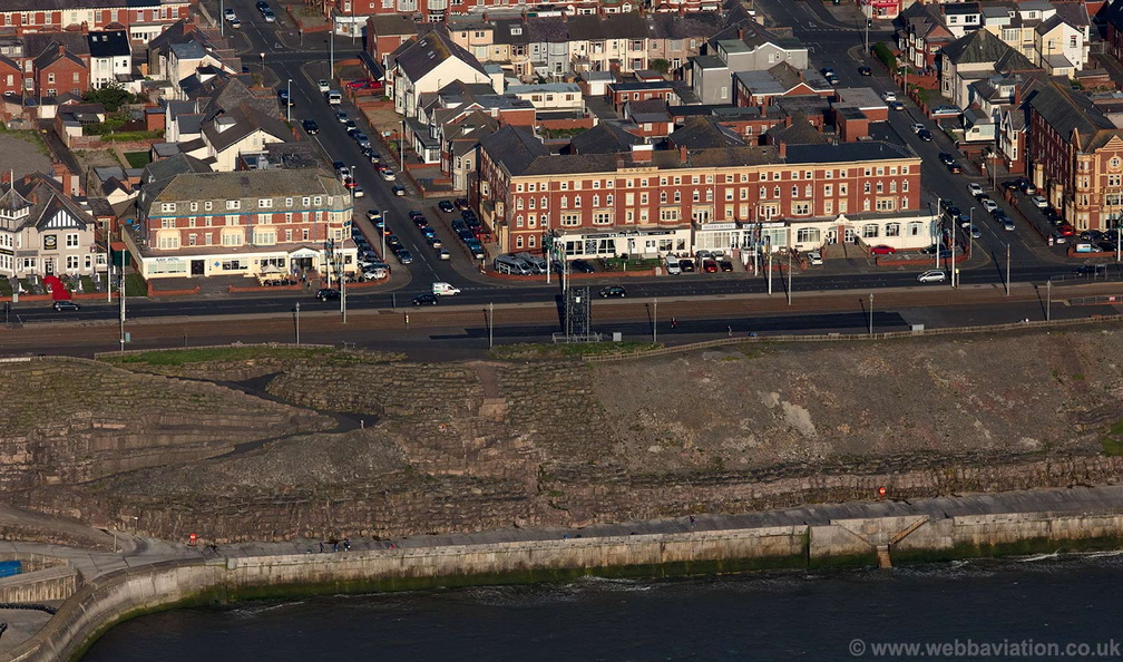sea front hotels along the promenade at  Blackpoolbaerial photograph