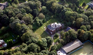 derelict mansion house on Markland Hill, Bolton from the air