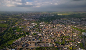 Burnley town centre from the air