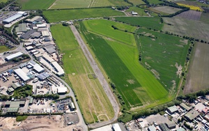  remains of the former RNAS Burscough / HMS Ringtail  in Burscough  from the air