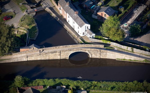 Junction Bridge on the Leeds and Liverpool Canal , Burscough from the air