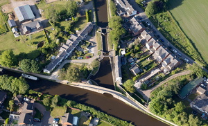 Junction Bridge on the Leeds and Liverpool Canal , Burscough from the air