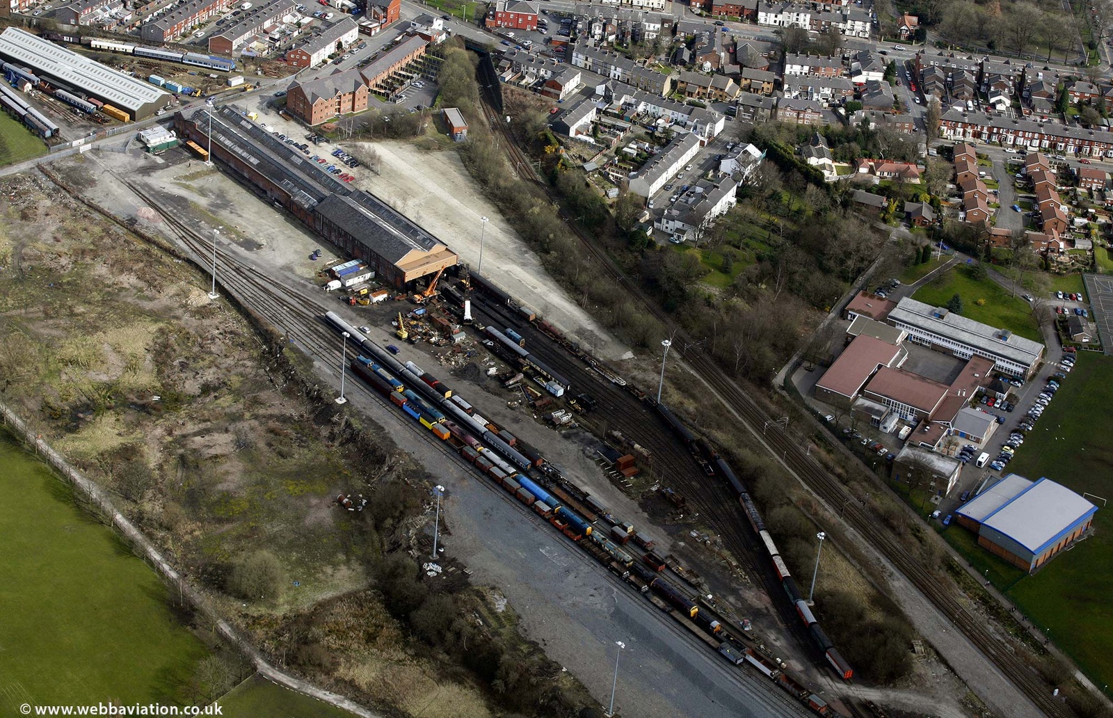 railway yards at Bury on the East Lancashire Railway    from the air 