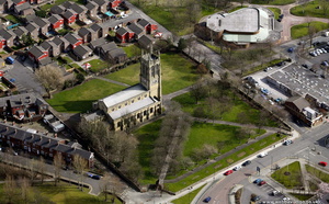 St Thomas's Church Radcliffe from the air 