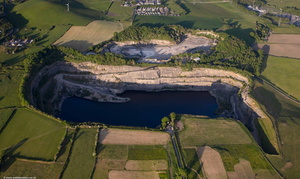 Dunald Mill disused Limestone quarry Nether Kellet Carnforth from the air