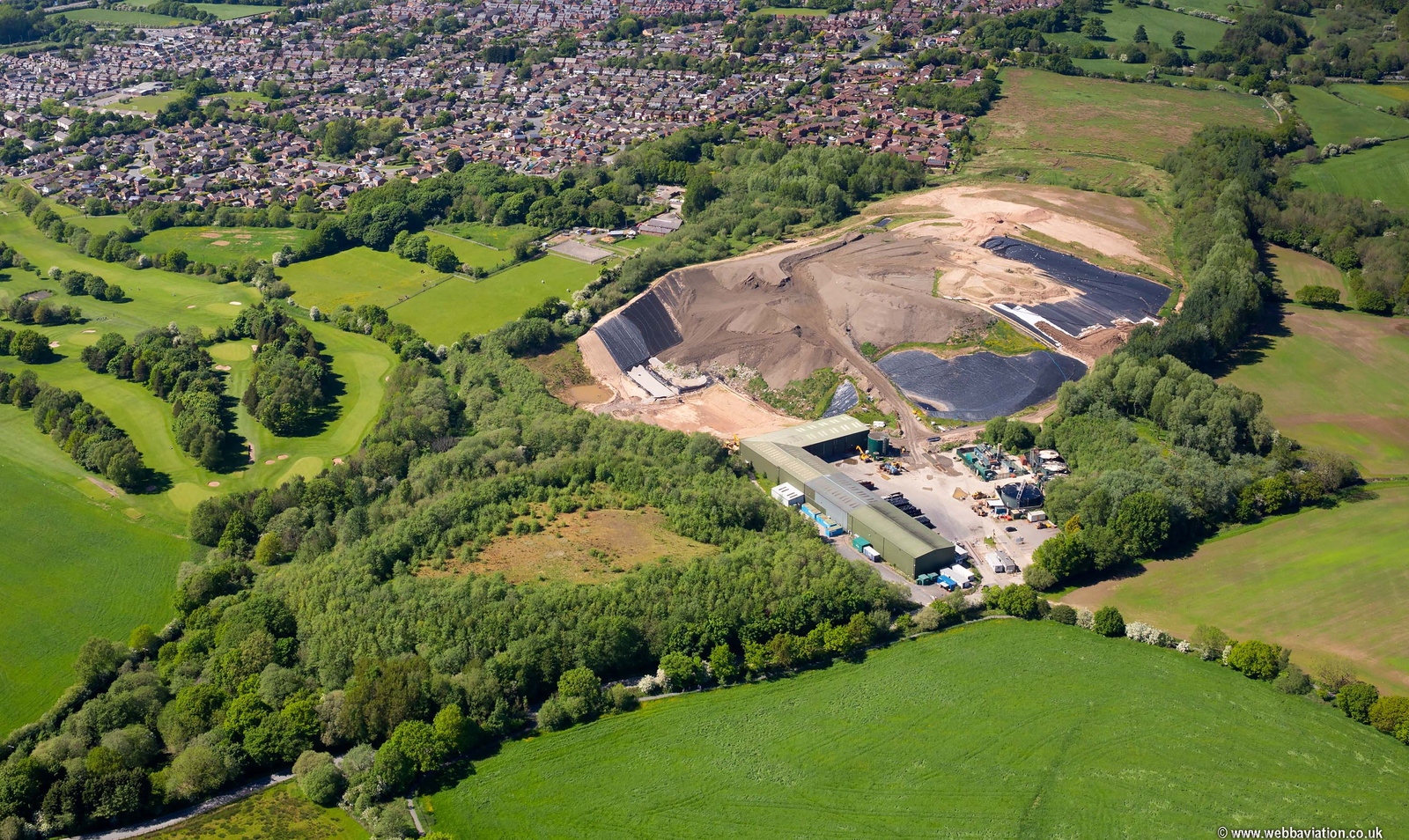 Clayton Hall Quarry landfill refuse site near Chorley, operated by Quercia Ltd  aerial photograph
