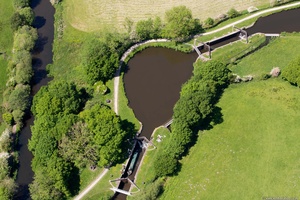 Johnson's Hillock locks on the Leeds and Liverpool Canal from the air