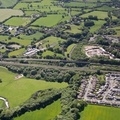 River Yarrow rail crossings at Euxton Wood, Chorley aerial photograph