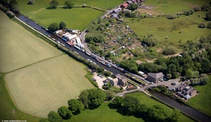 Wheelton Boat Yard  on the Leeds and Liverpool Canal from the air