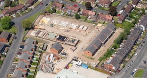  new houses being constructed on Willow Road,,Chorley from the air