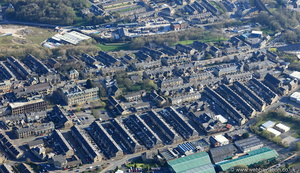 Colne town centre Lancashire from the air