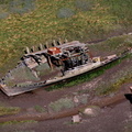 Fleetwood fishing boat wreck from the air