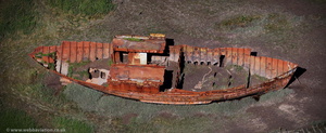 Fleetwood fishing boat wreck from the air