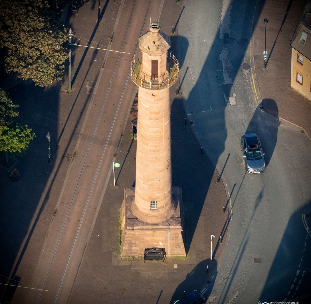Pharos Lighthouse in Fleetwood from the air