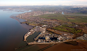 Heysham Port & Nuclear Power Station Lancs  from the air