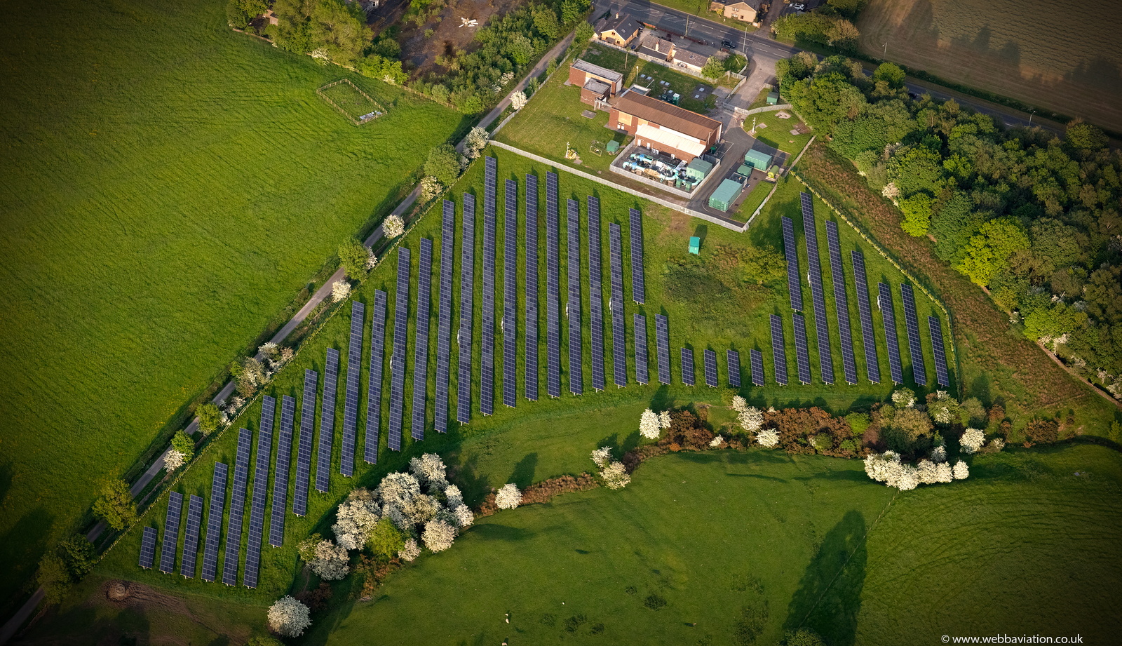 Solar Farm at Martholme Water Treatment Works, Altham from the air