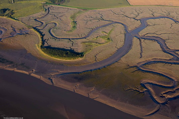 Barnaby's Sands saltmarsh Nature Reserve Lancashire from the air