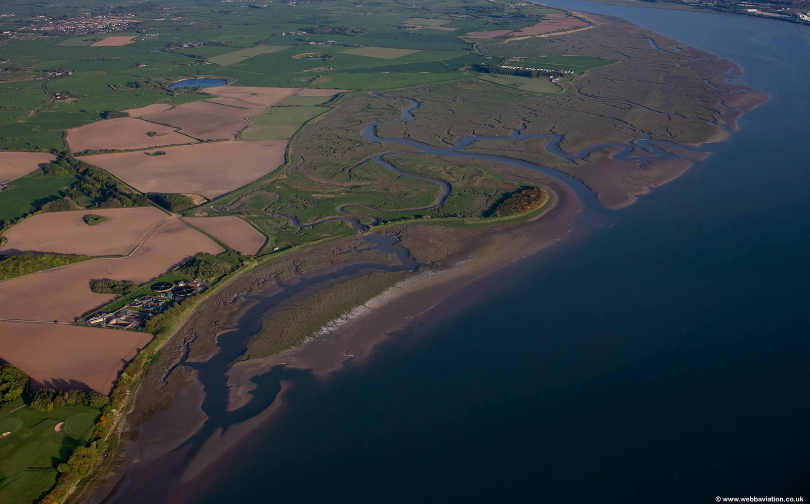 Barnaby's Sands and Burrows Marsh Nature Reserve Lancashire UK from the air