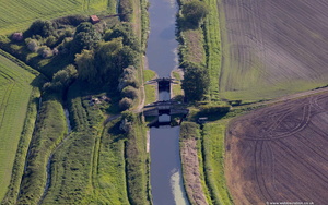 Baldwin's Lock and Bridge, Rufford Branch of the Leeds-Liverpool Canal from the air