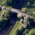 Prescott Bridge over the Rufford Branch of the Leeds-Liverpool Canal from the air