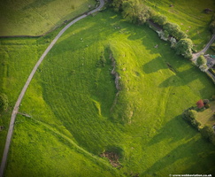 small hill at, Great Harwood showing ancient terracing. from the air