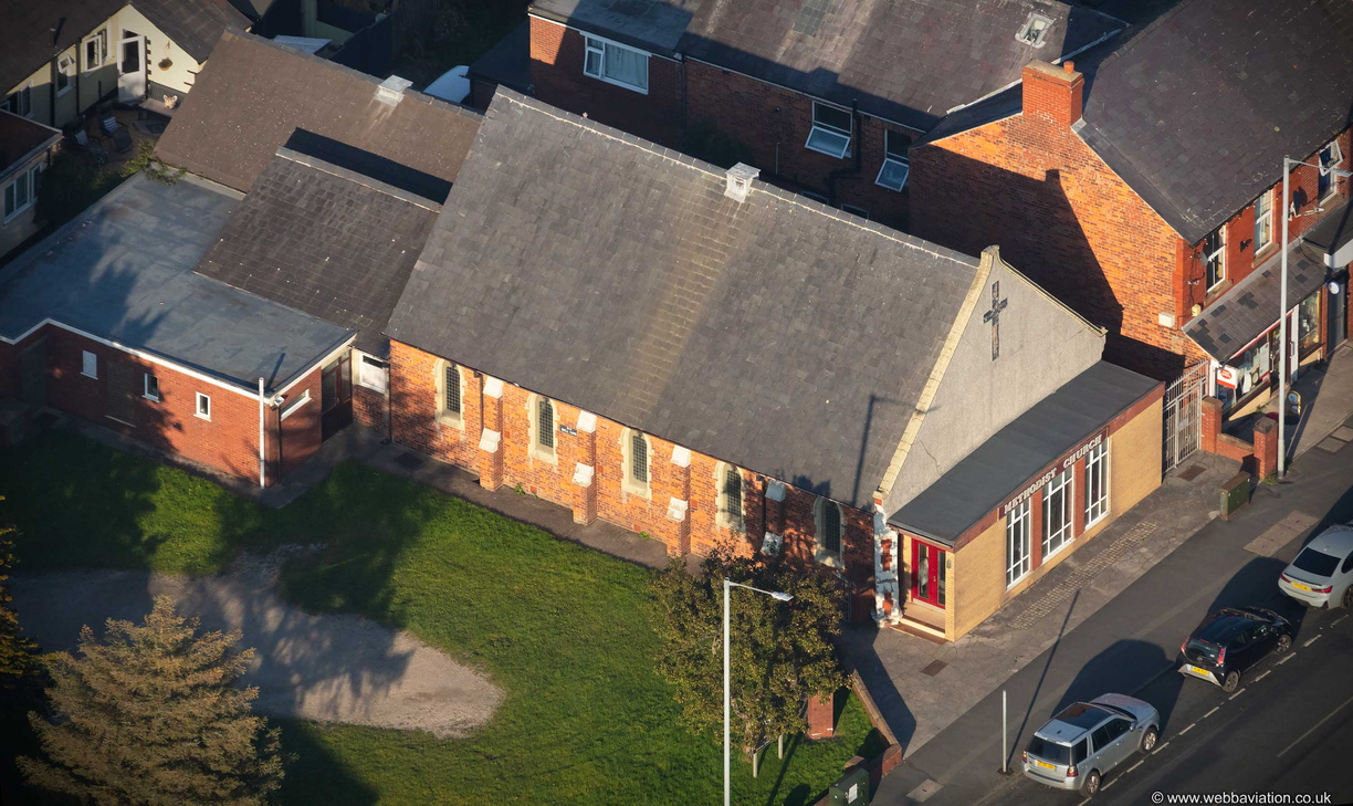 Knott-End Methodist church from the air