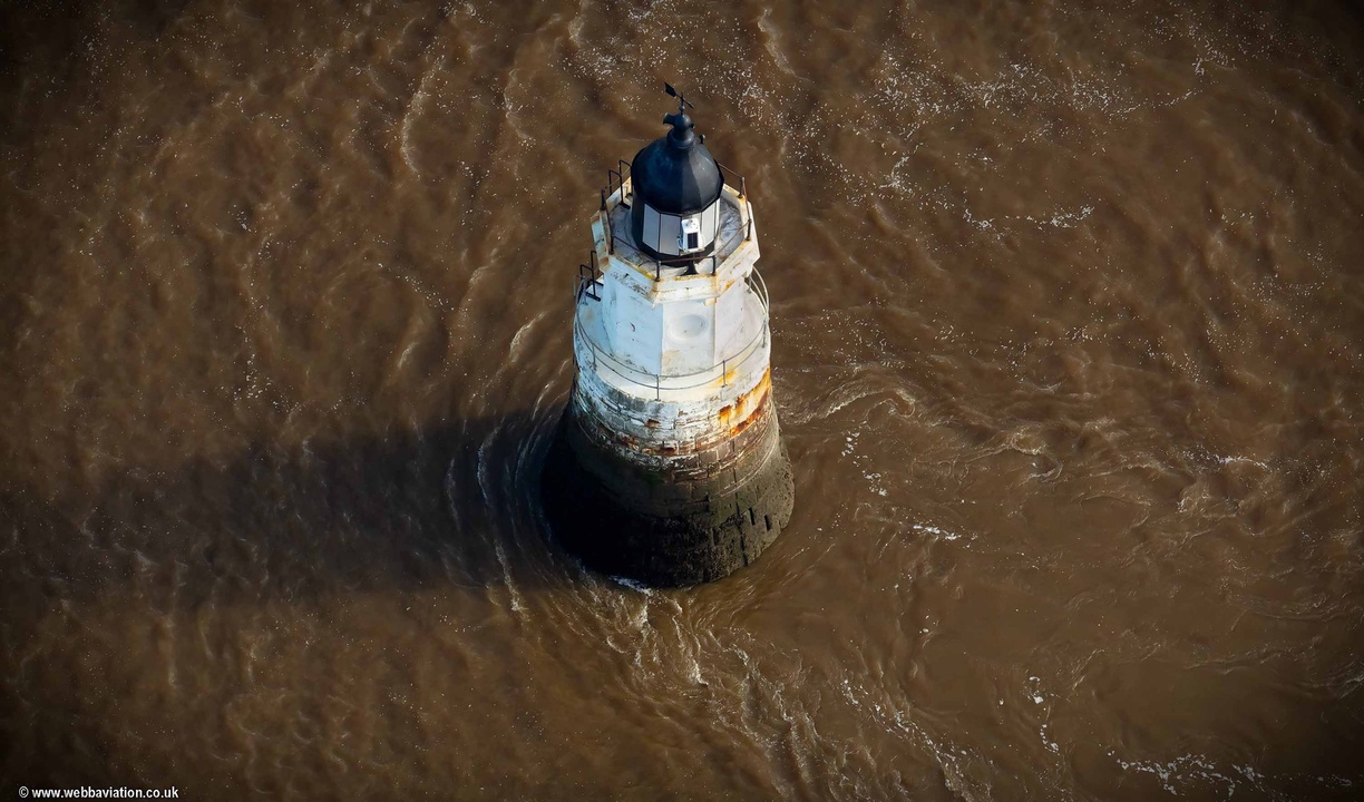 Plover Scar Lighthouse from the air