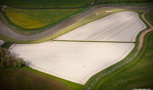 polytunnel landscape along the River Wyre aerial photo