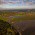 salt marshes and mud flats at Leighton Moss, Lancashire  from the air