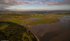 salt marshes and mud flats at Leighton Moss, Lancashire  from the air
