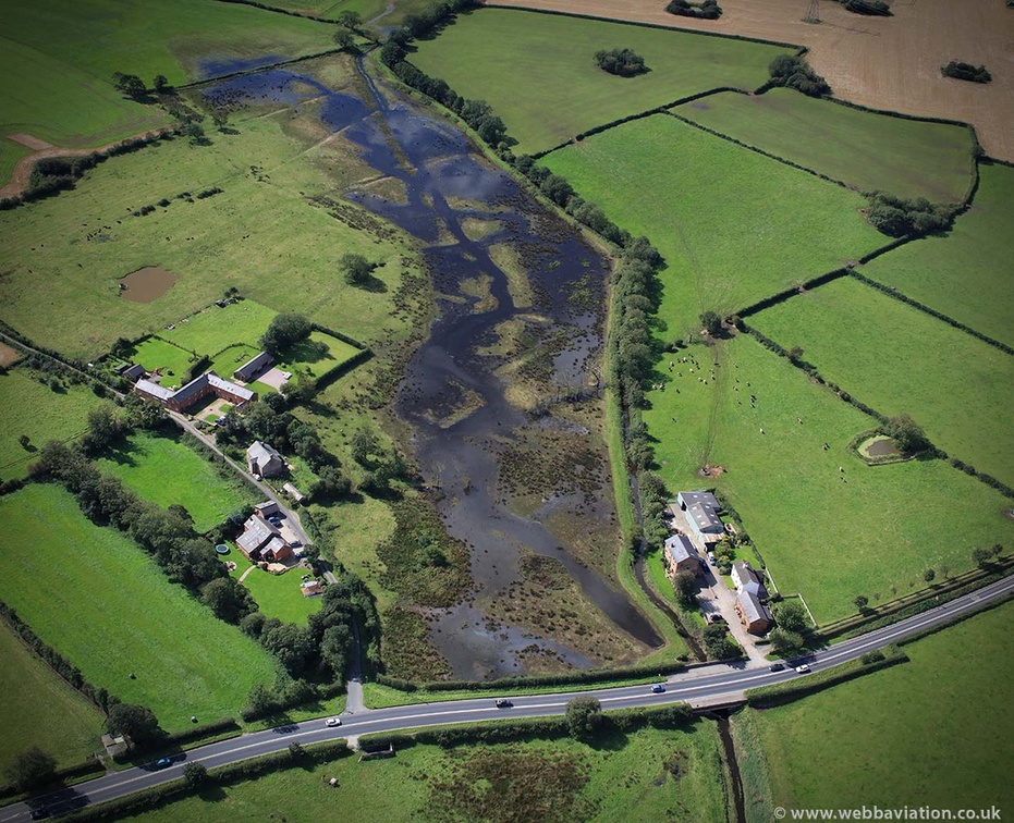 Thistleton Brook in flood from the air