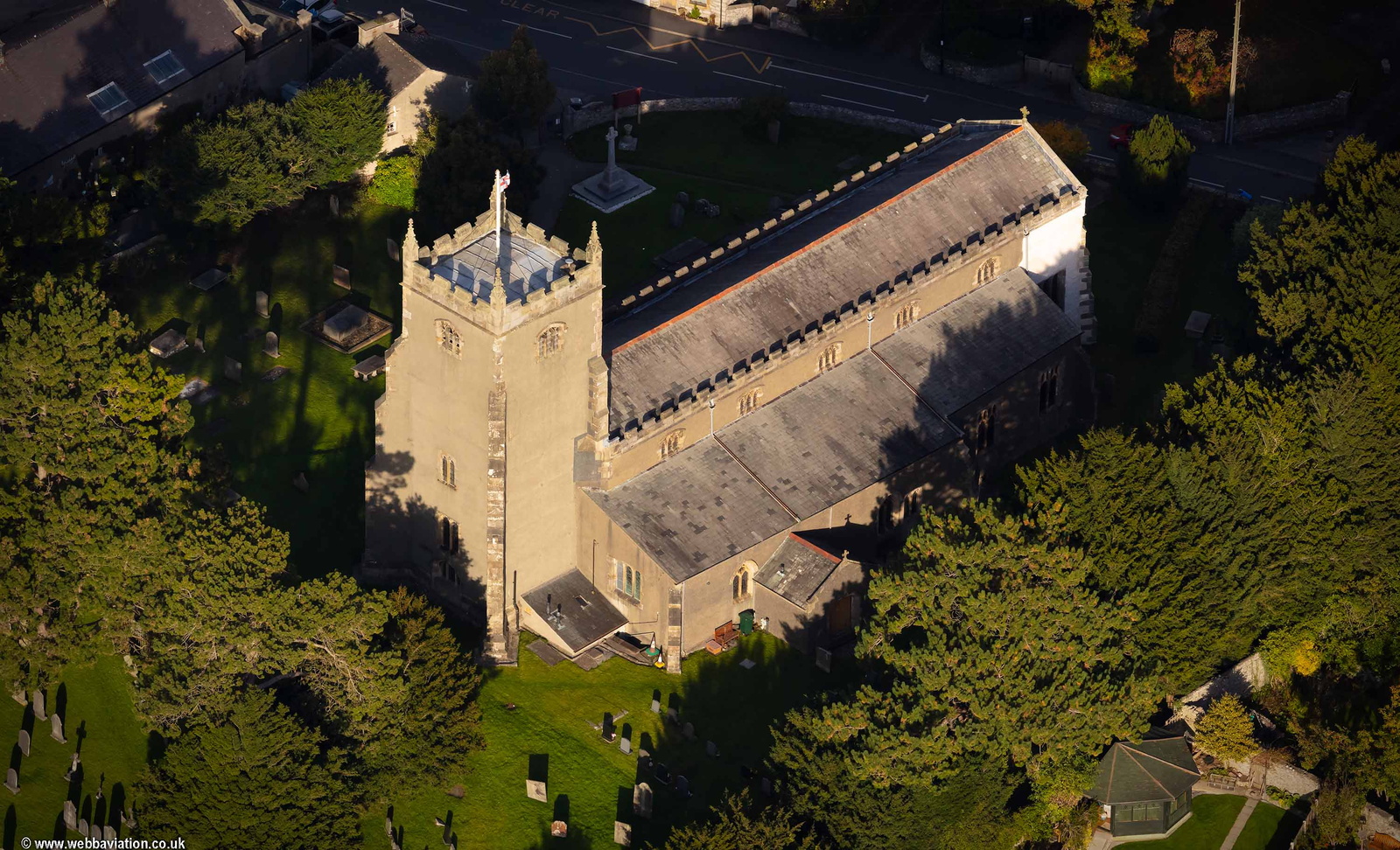 St Oswald's Church, Warton from the air