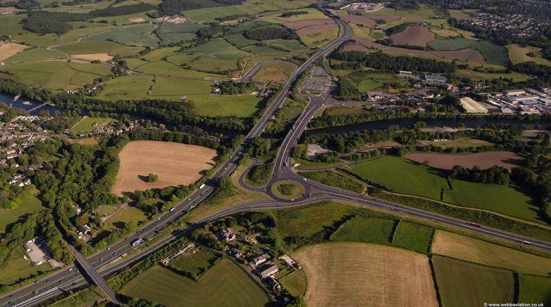 Lune Valley Interchange, Junction 34 of the M6 Motorway in Lancaster  from the air