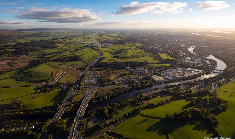 M6 Motorway at Lancaster  from the air