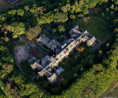 derelict and abandoned Ridge Lea Hospital, Lancaster from the air