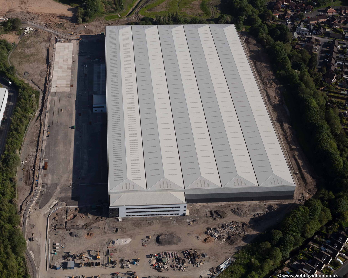 Farington Park Distribution Depot on Sustainability Way, Leyland from the air