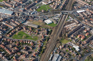 Leyland railway station from the air